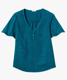 blouse femme manches courtes en viscose fluide bleuE090201_4