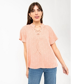 blouse a manches courtes en crepe de viscose imprime femme imprimeE090601_1