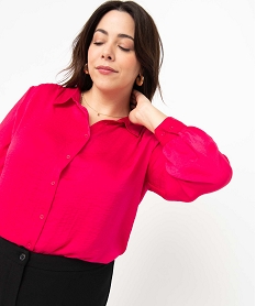 chemise femme grande taille en matiere satinee rose chemisiers et blousesE091001_2