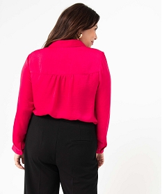 chemise femme grande taille en matiere satinee rose chemisiers et blousesE091001_3