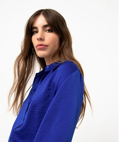 chemise en satin a manches longues femme bleu chemisiersE091201_2
