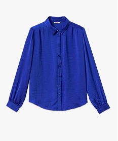 chemise en satin a manches longues femme bleu chemisiersE091201_4