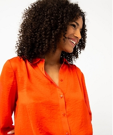 chemise en satin a manches longues femme orange chemisiersE091301_2