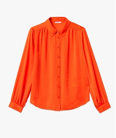 chemise en satin a manches longues femme orange chemisiersE091301_4