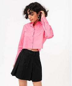 GEMO Chemise ultra courte en coton femme rose standard