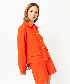 chemise a manches longues avec boutons metalliques femme orange chemisiersE093201_2