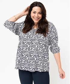 blouse femme grande taille imprimee a manches 34 imprime blousesE093601_1