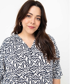 blouse femme grande taille imprimee a manches 34 imprime blousesE093601_2