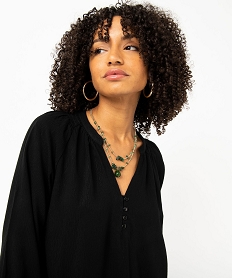 blouse en viscose fluide unie a manches 34 femme noir blousesE094401_2