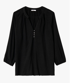 blouse en viscose fluide unie a manches 34 femme noir blousesE094401_4