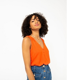 blouse femme sans manches avec col v boutonne rouge blousesE095301_2