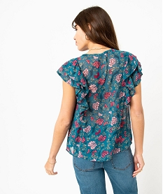 blouse en voile fleuri sans manches a col v et volants femme imprime blousesE095701_3
