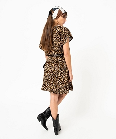 robe cintree courtes a imprime leopard femme brunE097701_3