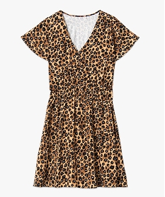 robe cintree courtes a imprime leopard femme brun robesE097701_4