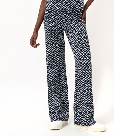 GEMO Pantalon large en maille à motifs graphiques femme coloris assortis