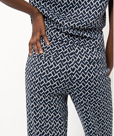 pantalon large en maille a motifs graphiques femme imprime pantalonsE099701_2