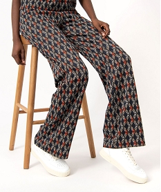 GEMO Pantalon large en maille à motifs graphiques femme Imprimé