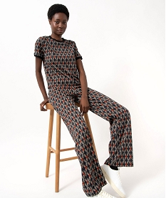 pantalon large en maille a motifs graphiques femme imprime pantalonsE099801_4