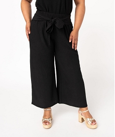 pantalon en toile gaufree femme grande taille noir leggings et jeggingsE099901_1