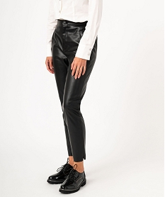 GEMO Pantalon en matière synthétique cuir imitation femme Noir