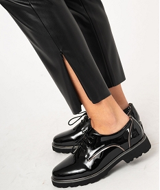 pantalon en matiere synthetique cuir imitation femme noir pantalonsE100101_2