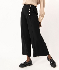 GEMO Pantalon large avec boutons fantaisie femme Noir
