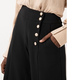 pantalon large avec boutons fantaisie femme noir pantacourtsE100301_2