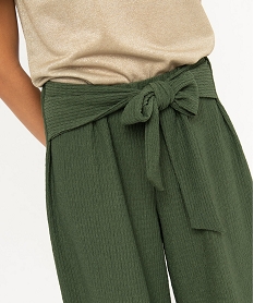 pantacourt large en maille avec ceinture a nouer femme vert pantacourtsE100501_2