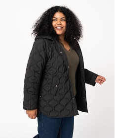 GEMO Blouson femme grande taille matelassé avec capuche Noir