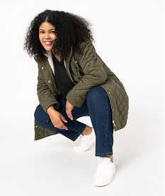 GEMO Manteau matelassé à capuche femme grande taille kaki standard