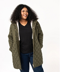 manteau matelasse a capuche femme grande taille vert manteauxE102501_2