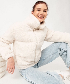 blouson matelasse en sherpa femme beige manteauxE103101_2