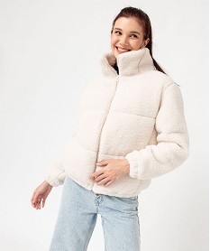 blouson matelasse en sherpa femme beige manteauxE103101_3