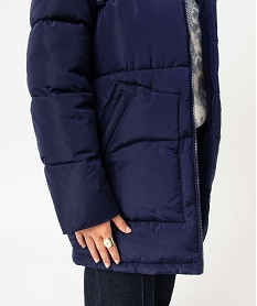 manteau matelasse a capuche en fourrure imitation femme bleuE103601_4