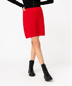 GEMO Jupe en maille côtelée femme rouge standard