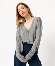 TEE-SHIRT NOIR GILET GRIS CHINE:40289510204-Viscose////