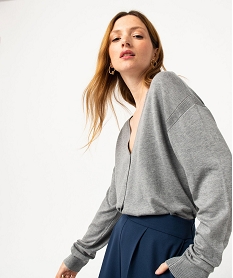 gilet a col v en maille fine et boutons fantaisie femme gris giletsE106901_2