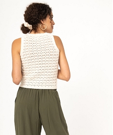 debardeur en maille ajouree facon macrame femme beige pullsE110501_3