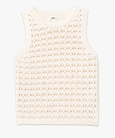 debardeur en maille ajouree facon macrame femme beige pullsE110501_4