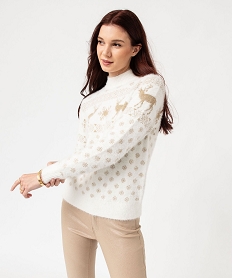 GEMO Pull de Noël pailleté en maille poilue femme Beige