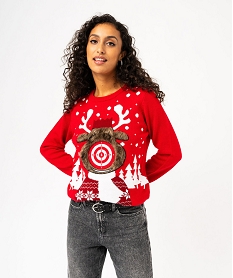 GEMO Pull de Noël avec cible et balles femme rouge standard