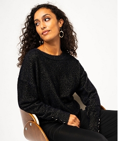 GEMO Pull pailleté en maille ultra douce femme Noir