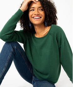 pull a col rond finitions roulottees femme vert pullsE113601_1