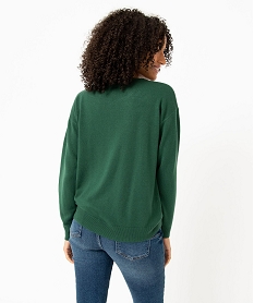 pull a col rond finitions roulottees femme vert pullsE113601_3