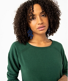 pull a col rond finitions roulottees femme vert pullsE113601_4