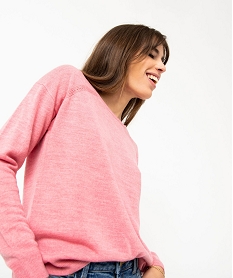 pull a col rond finitions roulottees femme rose pullsE113801_1