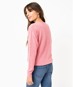 pull a col rond finitions roulottees femme rose pullsE113801_3
