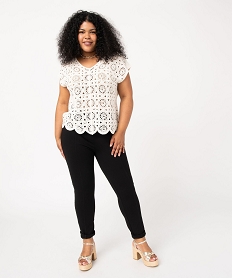 GEMO Pull sans manches en crochet femme grande taille Beige