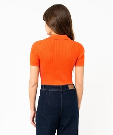 pull a manches courtes et col v femme rouge pullsE114101_3
