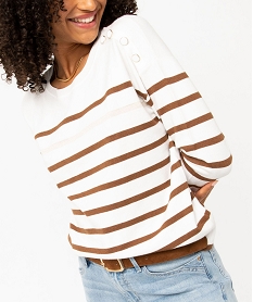 pull raye en maille fine avec col rond femme imprime pullsE114301_2